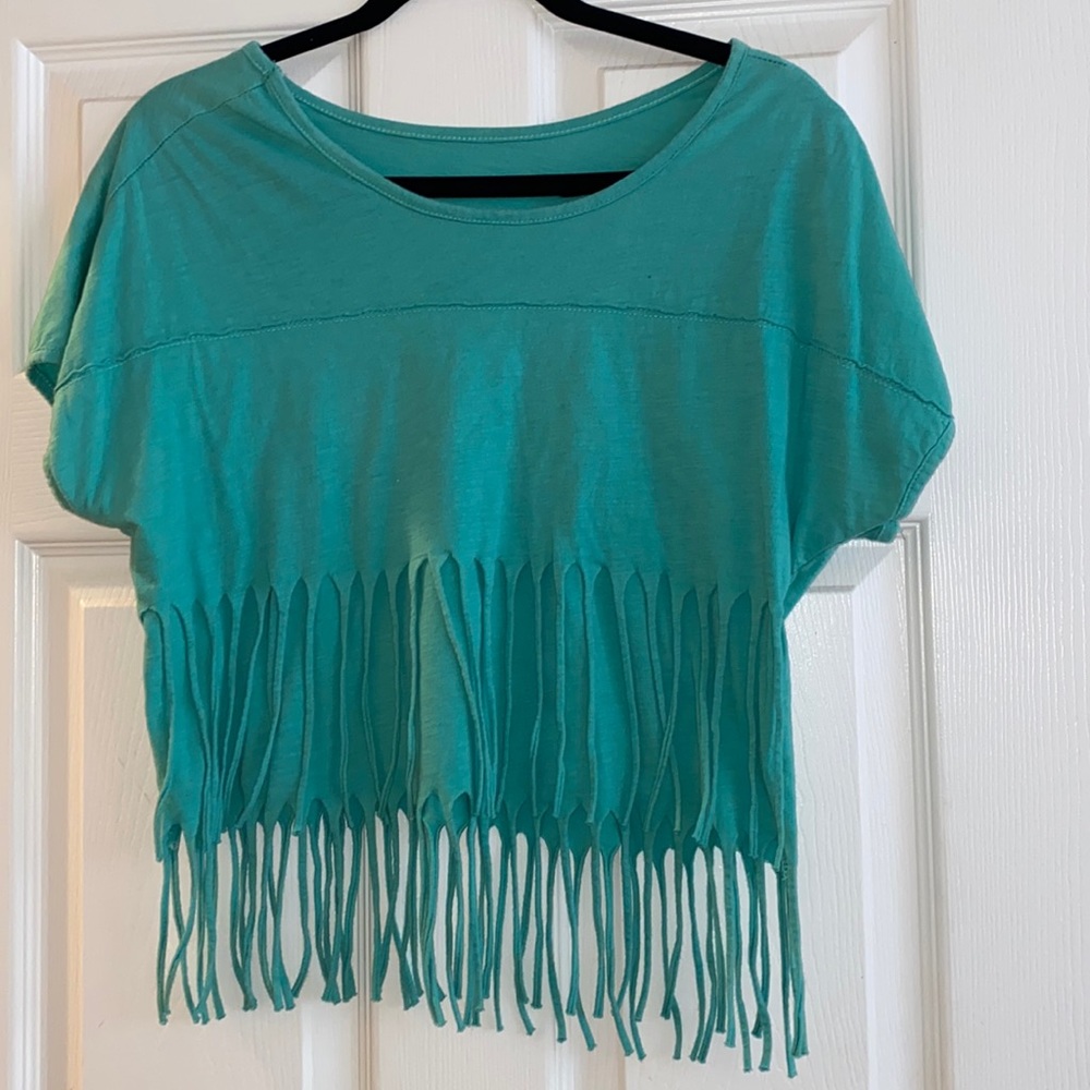 Fringe Cotton Short Sleeve Tee